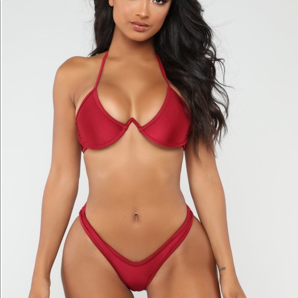 red two piece bikini